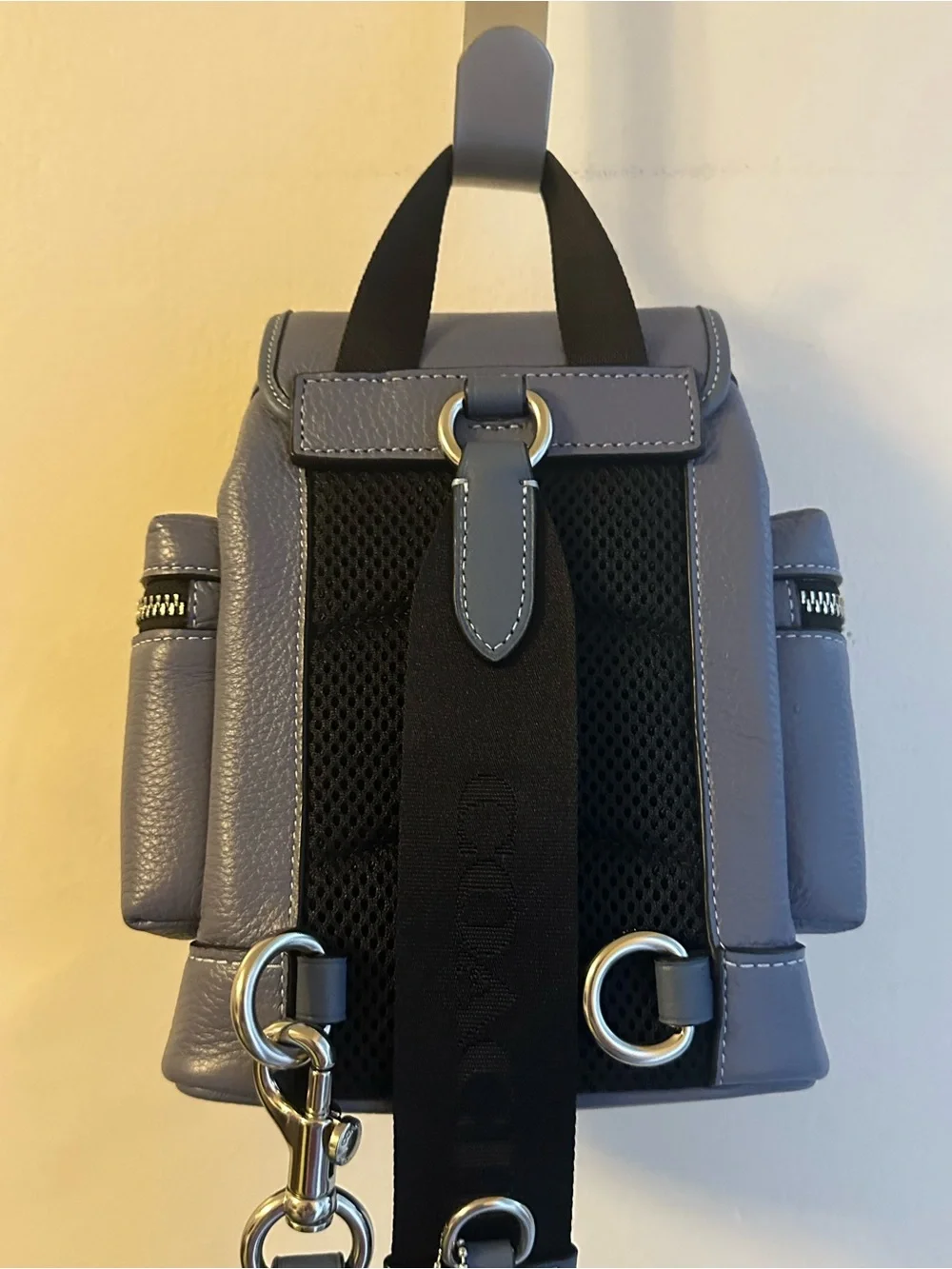 Coach Slate Blue Pebbled Leather Mini Backpack Sling